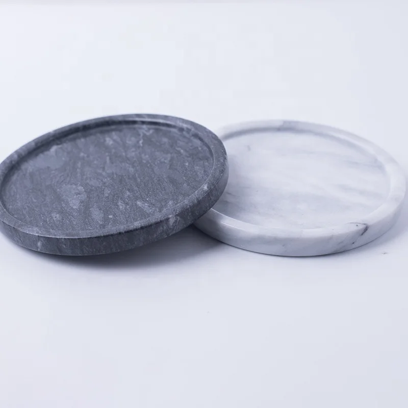 

Round Trays Plate Marble Stackable Jewelry Ring Display Tray Wholesale Customized Marble Board Color Cardboard Box Accepted, Black/light grey