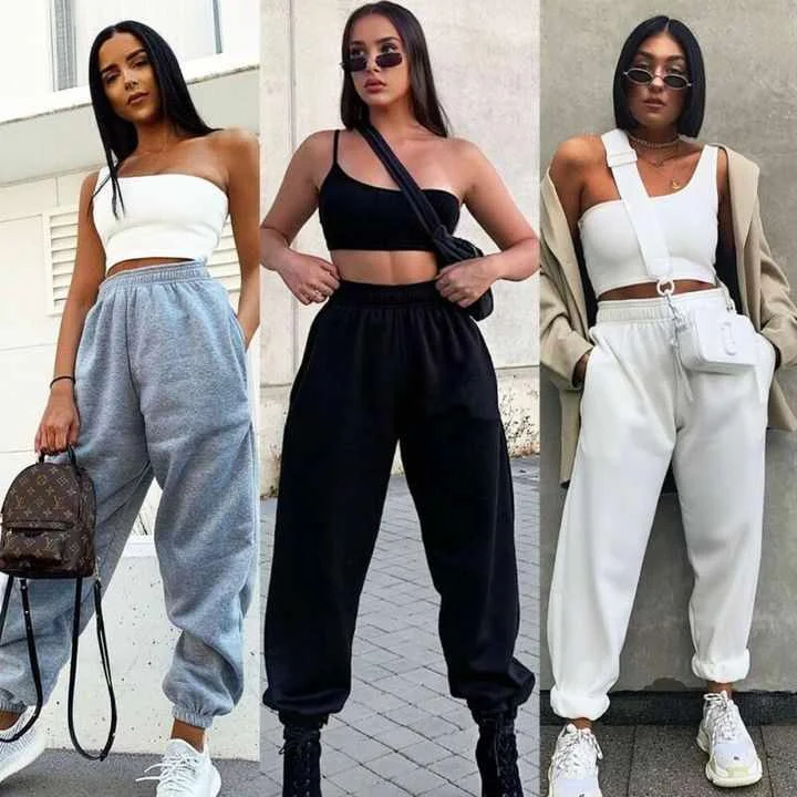 

New Plus Size Women's Trousers High Waist Casual Sports Homewear Pants, Picture color