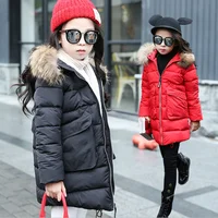 

2019 Wholesale cheap fashion down winter wears kids girl long coat clothes