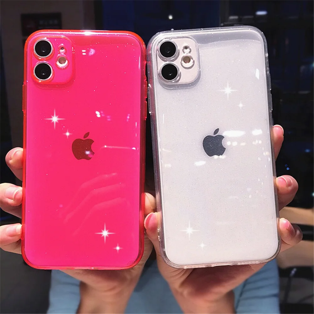 

For iPhone Shiny Case,XINGE 2021 New Trending Bling Glitter Shiny Clear TPU Phone Case For iPhone 12 Pro Max Mini XS XR Conque, Clear,green,rose red,purple