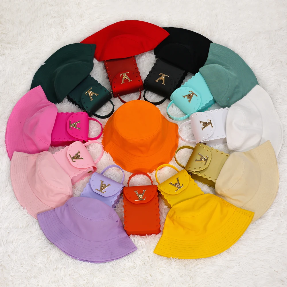 

Summer Latest Jelly Purse And Bucket Hat Set Designer Handbags Famous Brands Luxury Handbags For Women Hand Bags 2021 Handbags