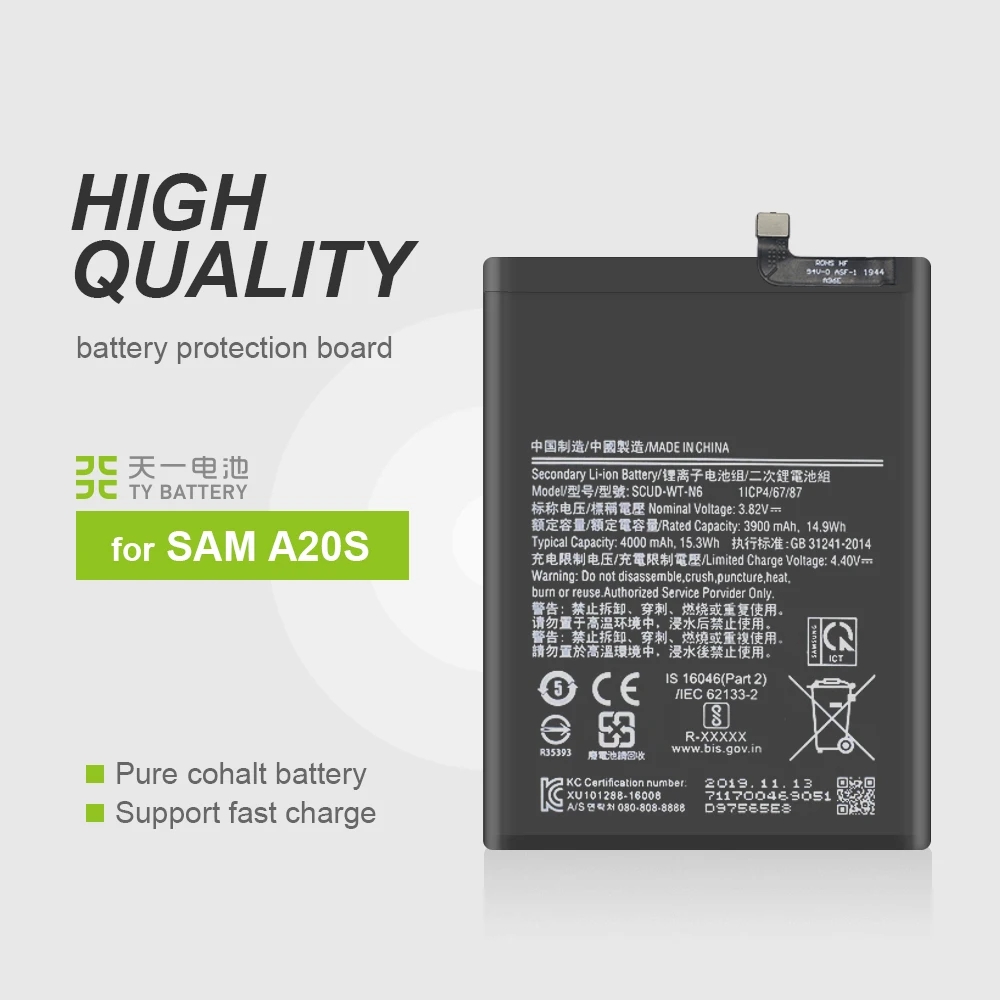 

4000mAh high quality A10S A20S battery for Samsung A10S A20S Galaxy A20S 2019 Dual SIM SM-A207 A2070 A207F SCUD-WT-N6