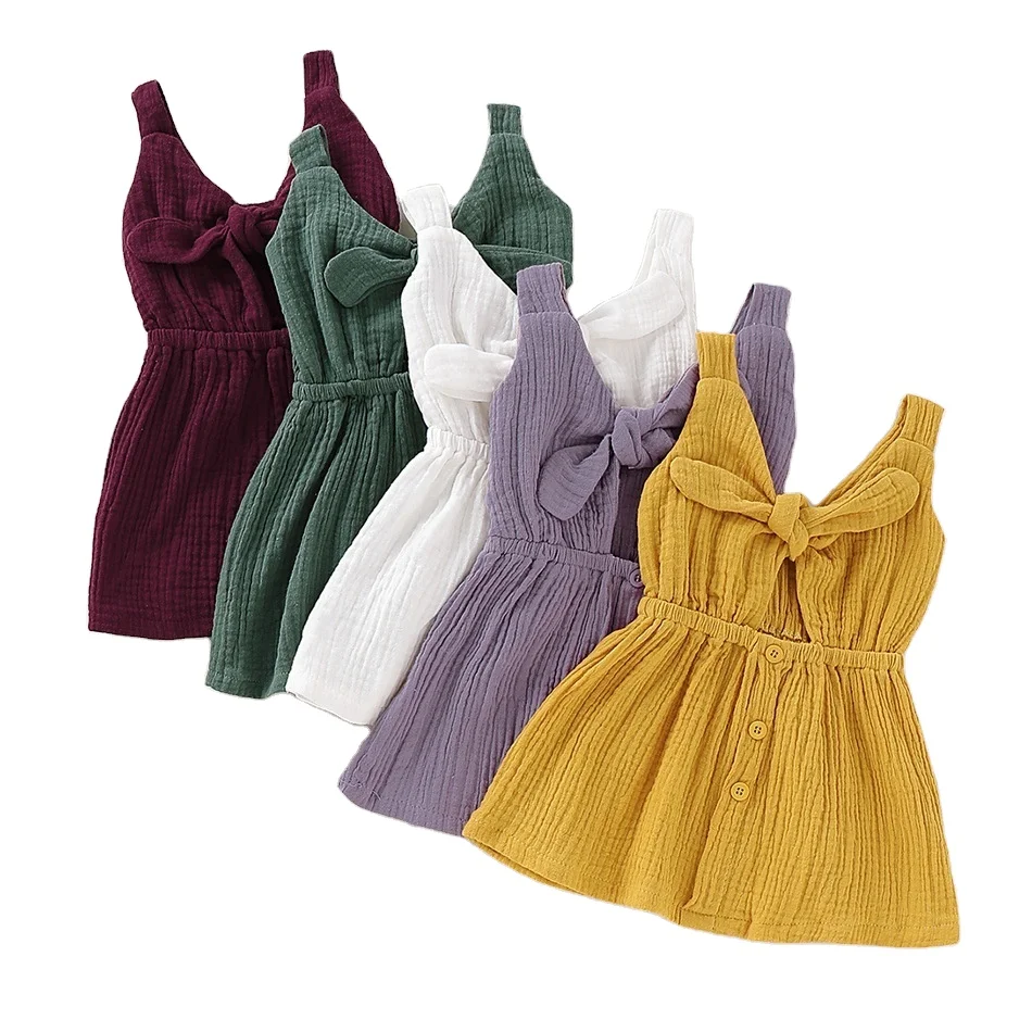 

Soft and comfortable girls' cotton dresses kids casual skirts with bow, As picture