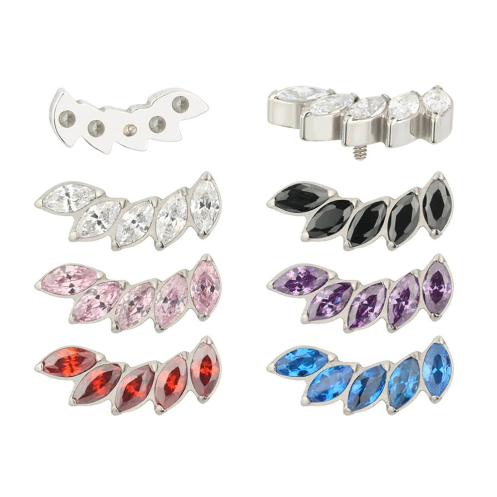 GZN Best Selling Earring ASTM F136 Titanium With Zircon Internally Threaded Piercing Body Jewelry Labret