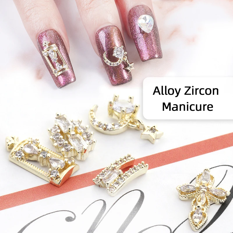 

Glitter 3d Nail Art Decorations star Heart Rhinestones Alloy Nail Charms Jewelry, As show pictures