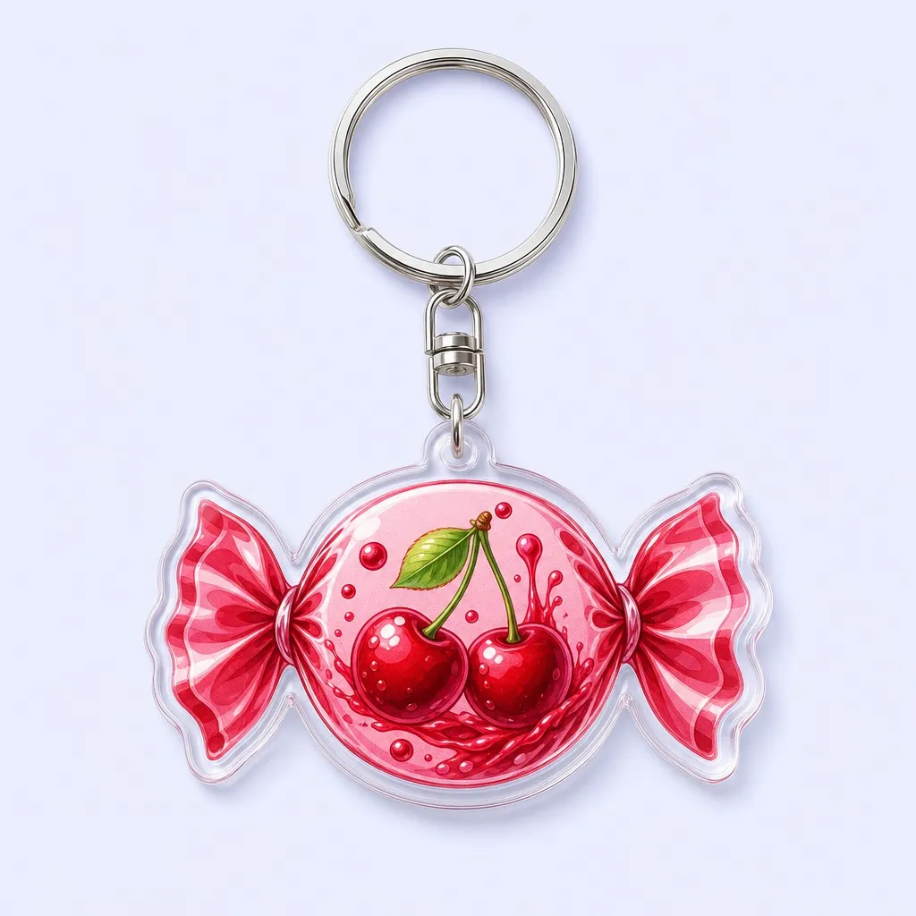 Juicy Cherry Splash Candy Keychain