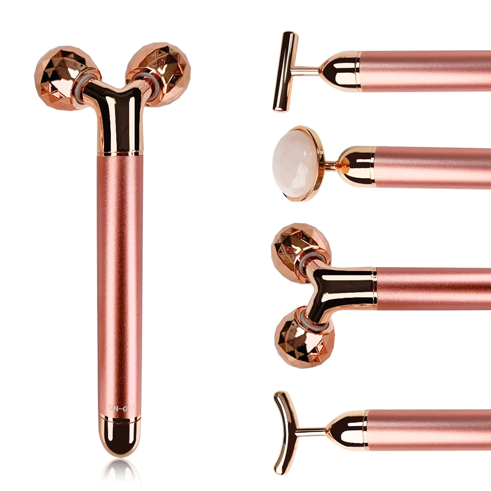

Face-lift 5 in 1 24k gold vibration facial beauty roller massage stick lifting wrinkle stick facial treatment