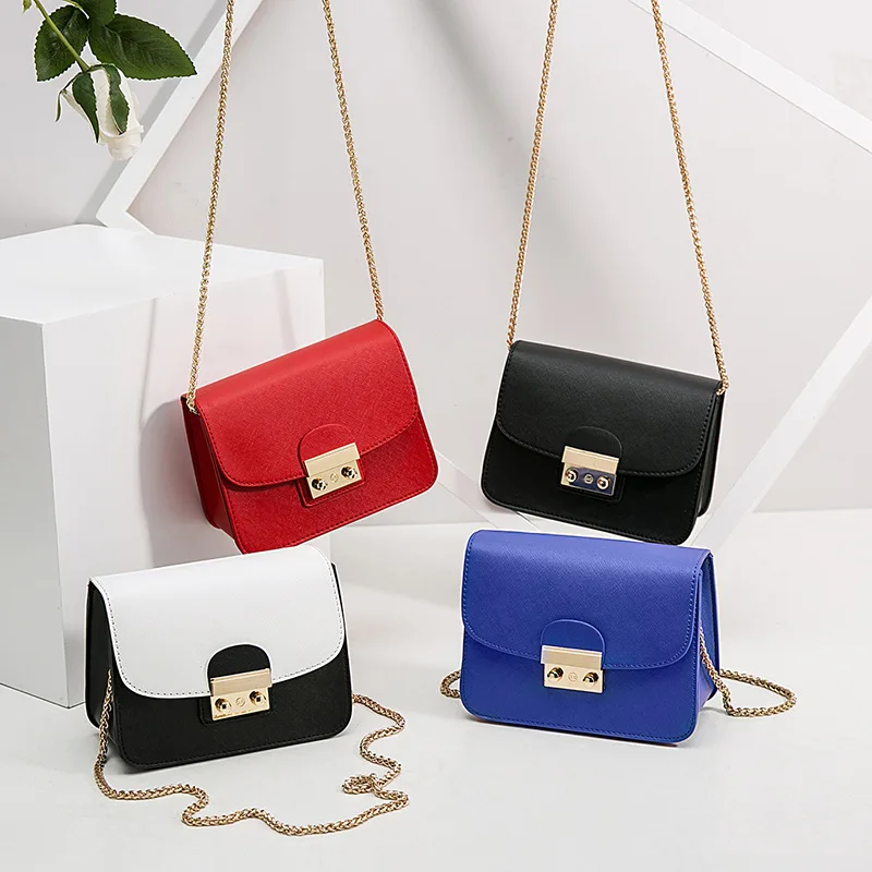 

2021 Wholesale Custom Designer Women Mini Gold Chain PU Leather Crossbody Purse Shoulder Messenger Bag For Ladies