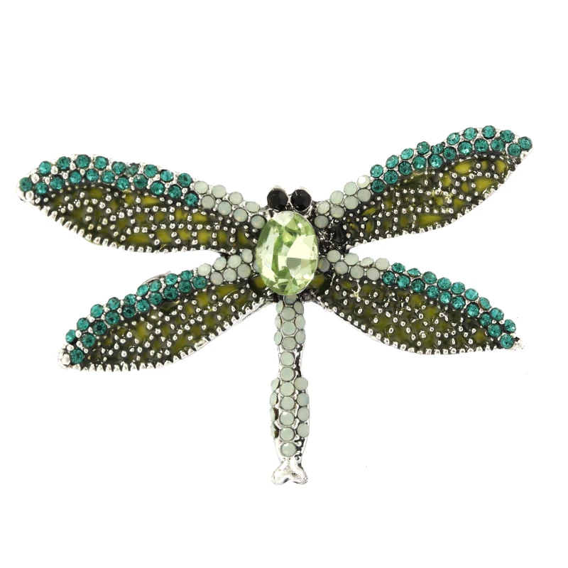 

Crystal Hollow Green Dragonfly Brooches for Women Enamel Pins Small Insect Fashion Jewelry Rhinestone Dragonfly Brooch Jewelry