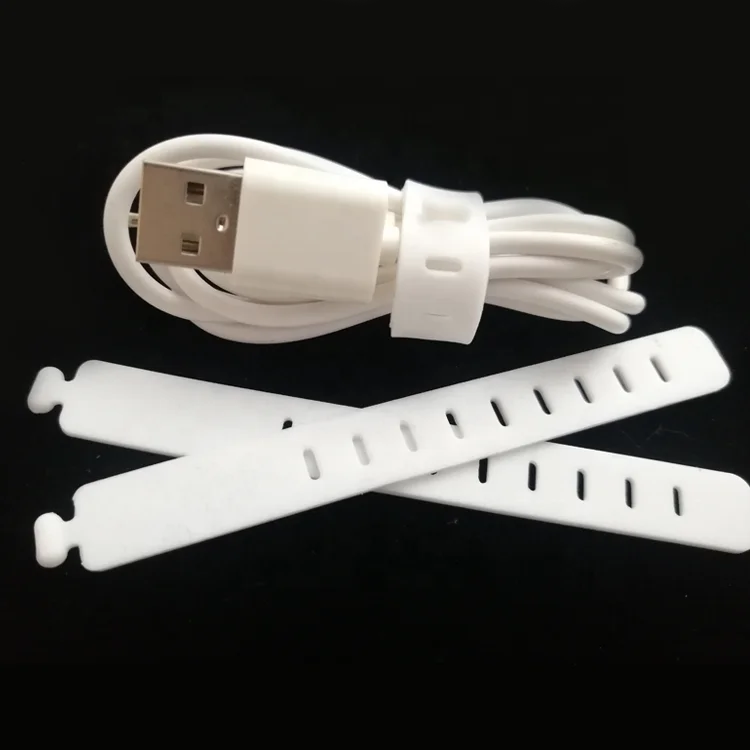 
convenient plastic silica gel cable tie adjustable rubber mobile data cable tie silicone cable tie 
