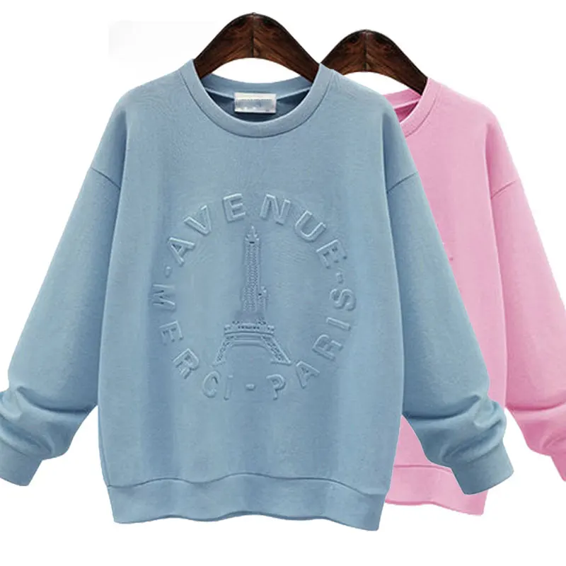 

OEM Wholesale 100%Polyester Sweatshirts Custom Embossed Logo Design Solid Hoodie Sweatshirt No Minimum, Customized color
