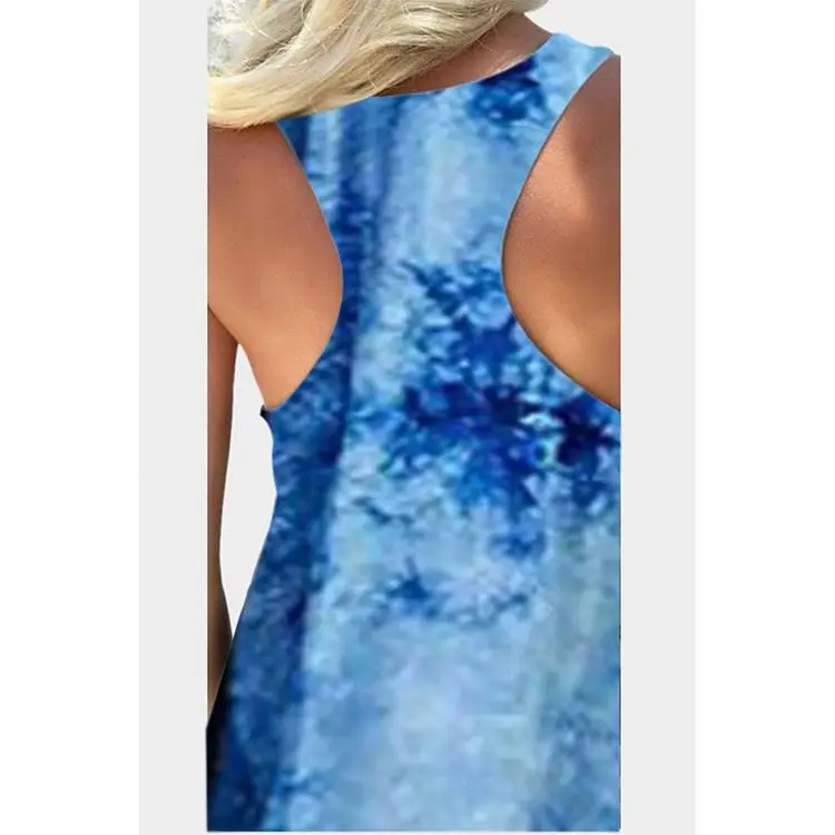 

PEARL Summer Latest Design Tie-Dye Fashion Mix Sleeveless Round Neck Casual Loose-Fitting Vest T-Shirt Women