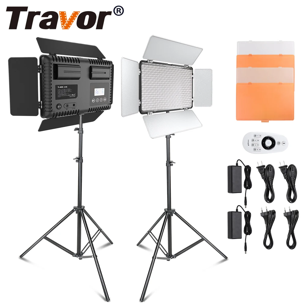 

Travor TL-600S 2 Set 3200K/5500K Photography Photo Lighting Studio panel Lamp led Video Light With Tripod