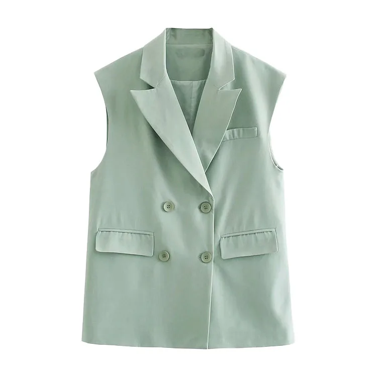 

Bmurhmza2021 spring and summer new fashion versatile solid loose double breasted suit waistcoat, Picture