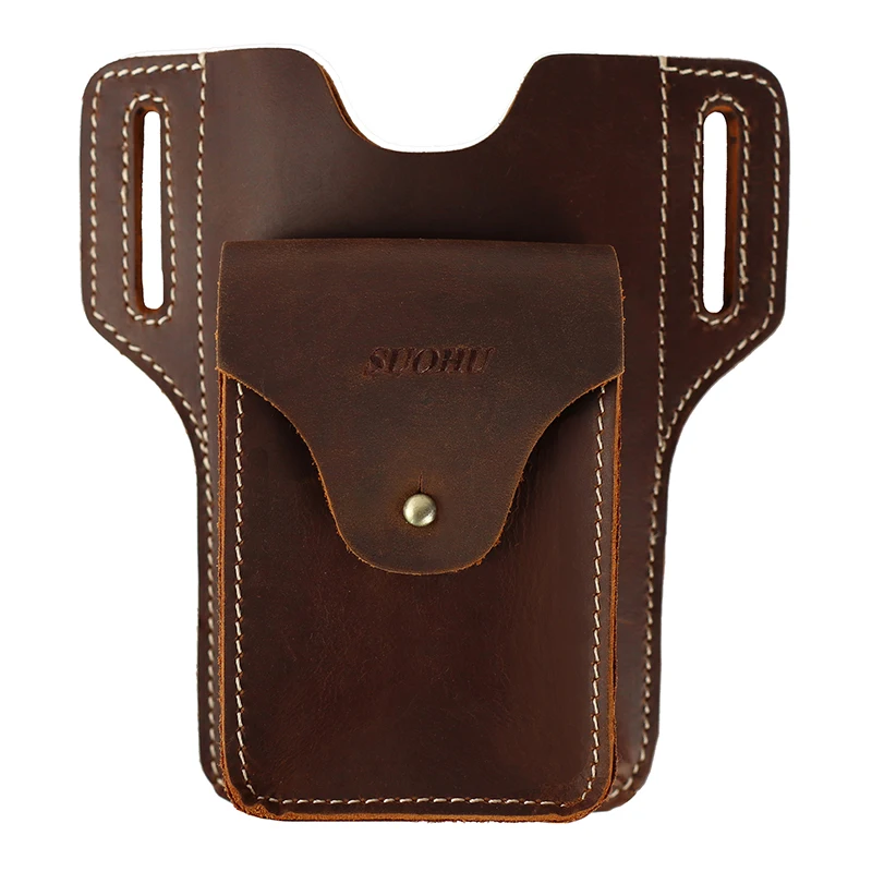 

Vintage Small Waist Bag Crazy Horse Leather Custom Logo Casual Waist Bag Waterproof Waist Bag, Brown,dark brown
