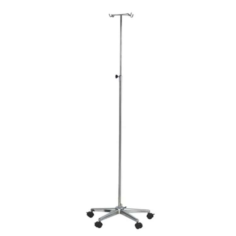 
OEM Service IV Pole Stand 5 Wheels Chromed Steel Hospital Infusion Iv Drip Stand Pole 