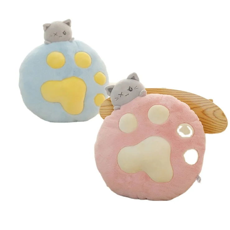 

Free shipping Small fresh and cute cat paw winter bedroom home tatami butt cushion convex pillow custom rainbow fur plush
