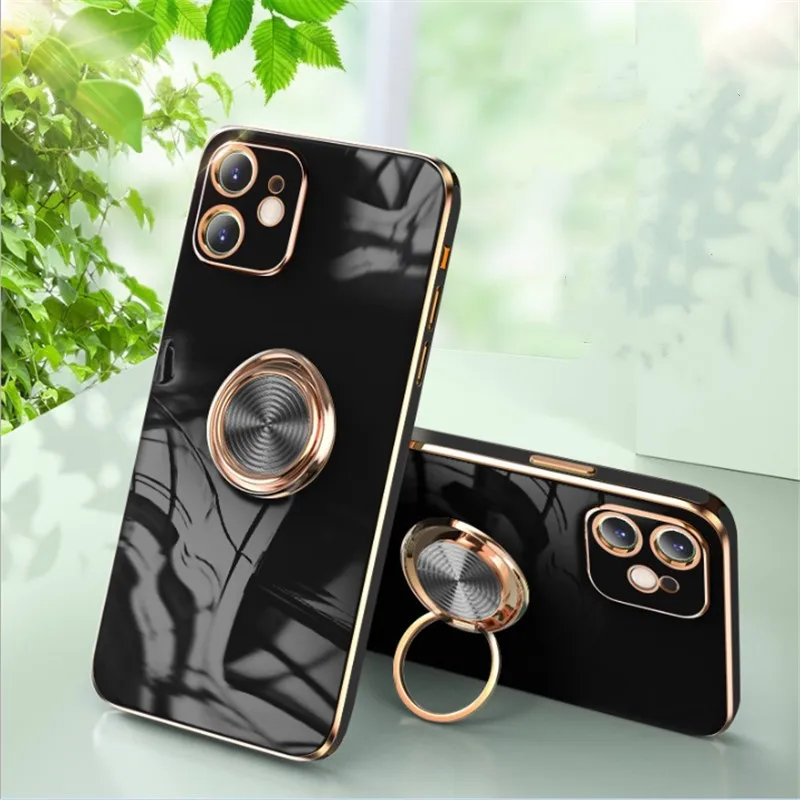 

Luxury Ring Holder Electroplating TPU Phone Cases for iPhone 7 8 X 11, For iPhone 12 Case with Stand, Various