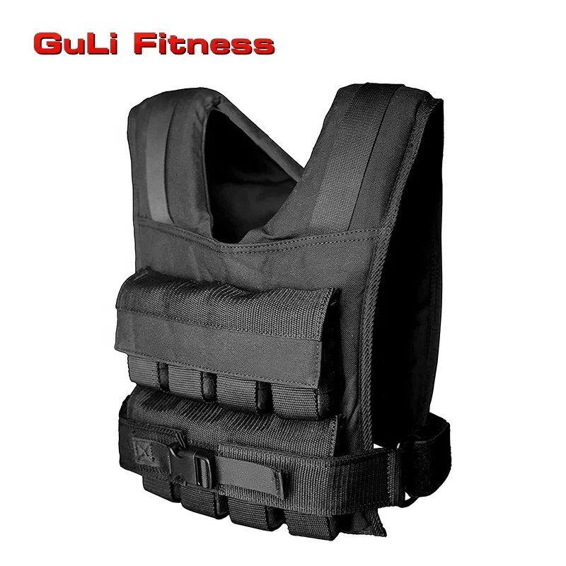 

Guli Fitness 10KG/20KG/30KG Custom Logo Functional Training Weighted Vest With Adjustable Solid Cast Iron Block Pocket, Black or customized