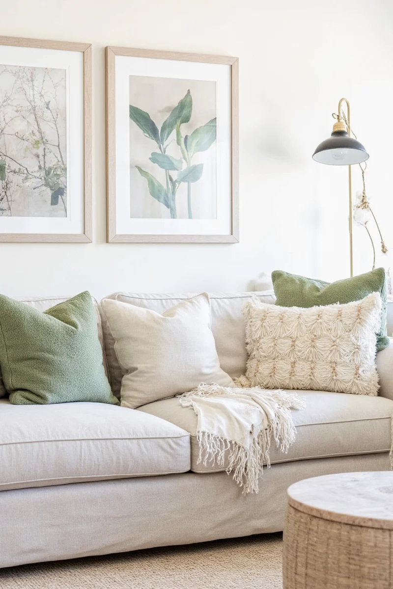 Family gathered around living room with intention decor