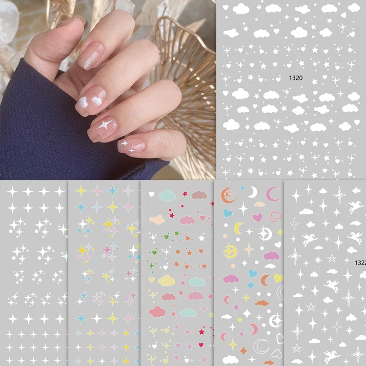 

JOYFUL1221-1321 Clouds flowers leaves designs 3D Self-Adhesive Nail Stickers Decal Manicure Nail Art Decoration