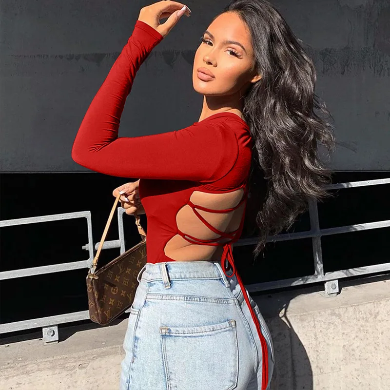 

TOB Young Style New Trendy Long Sleeve Fashion Crop Tops Women Sexy Bandage Tops AM789