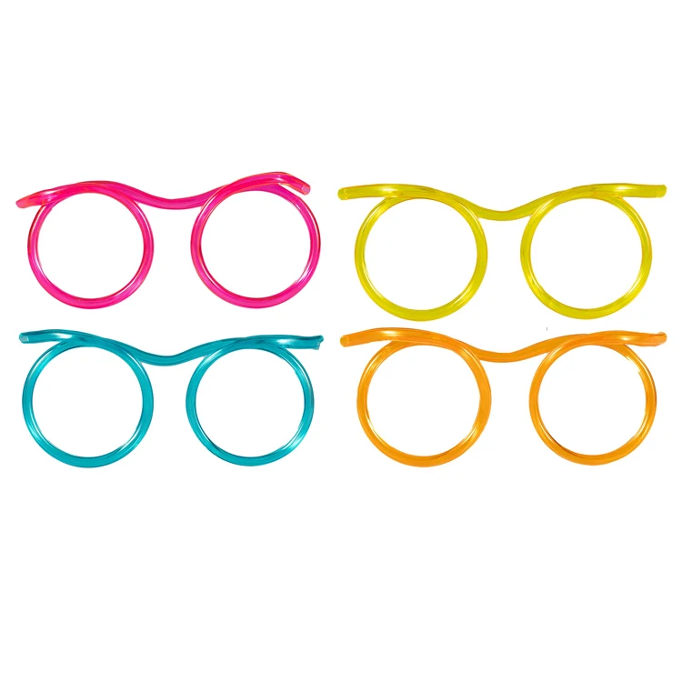 

2021 Hot Sell Funny Soft Unique Shape Drinking Tube Kids Party Supplies Bar Accessories Plastic Eye Glasses Straw