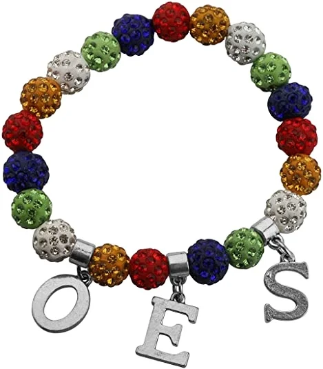 

Masonic Bracelet Order of The Eastern Star OES Jewelry OES Bling Rhinestones Beads Bracelet