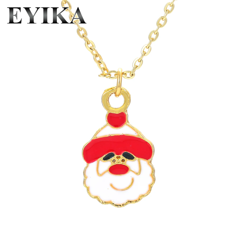 

Fashion Christmas Series Necklace Santa Claus Pendant 18K Gold Plated Chain Necklaces For Women Christmas Gifts