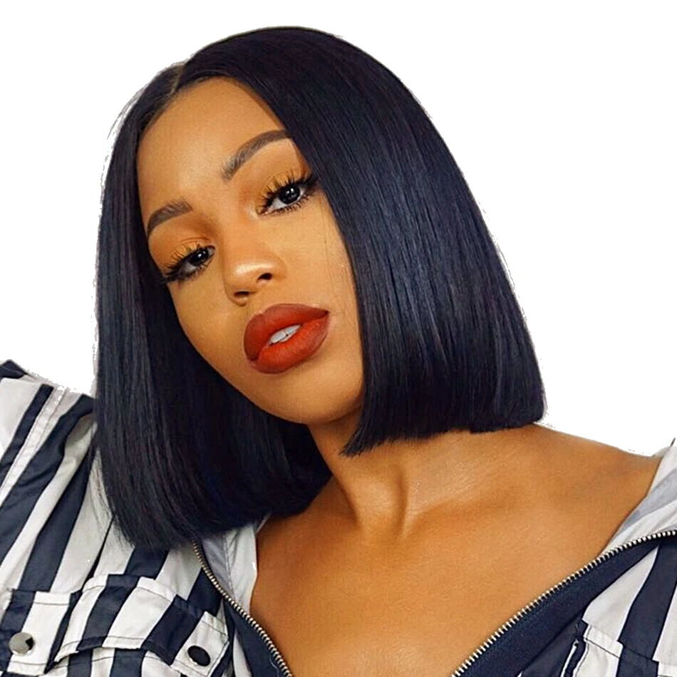 

Bob Short Straight Lace Front Human Hair Wigs For Black Women With Baby Hair Glueless Pre Plucked Brazilian Remy Short Bob Wig