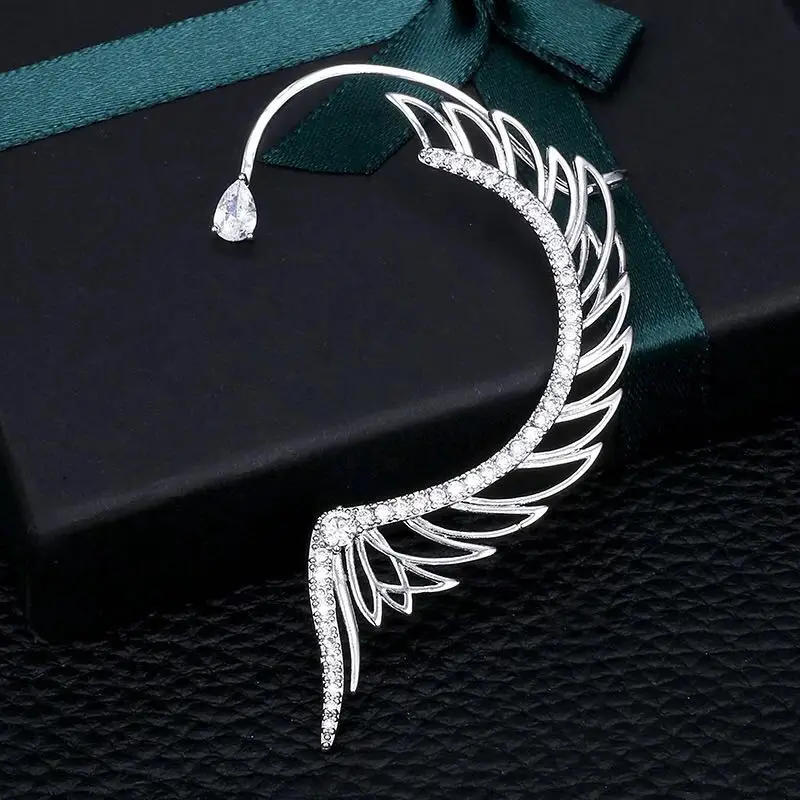 HIBRIDE Angel Wing Ear Cuff Cubic Zirconia Women Left Ear Only Wedding Party Movie Star Red Carpet Earring Boucle D'oreill E-947