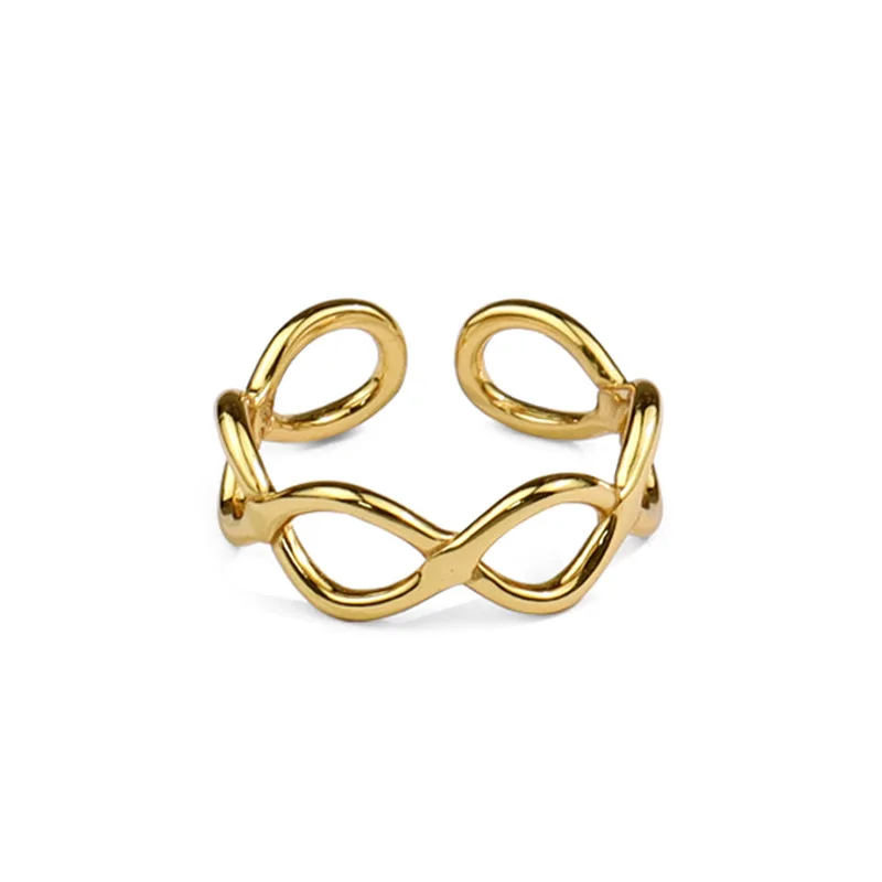

Simple Fashion Women Hollow Number Ring Open Adjustable Gold Plated Infinity Ring