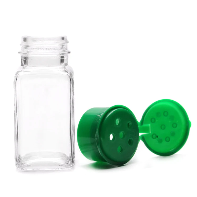 

2OZ 3oz 4oz 6oz 8oz Clear Square Glass Spice Jar Sets For Salt Pepper Container w/ Plastic Cap
