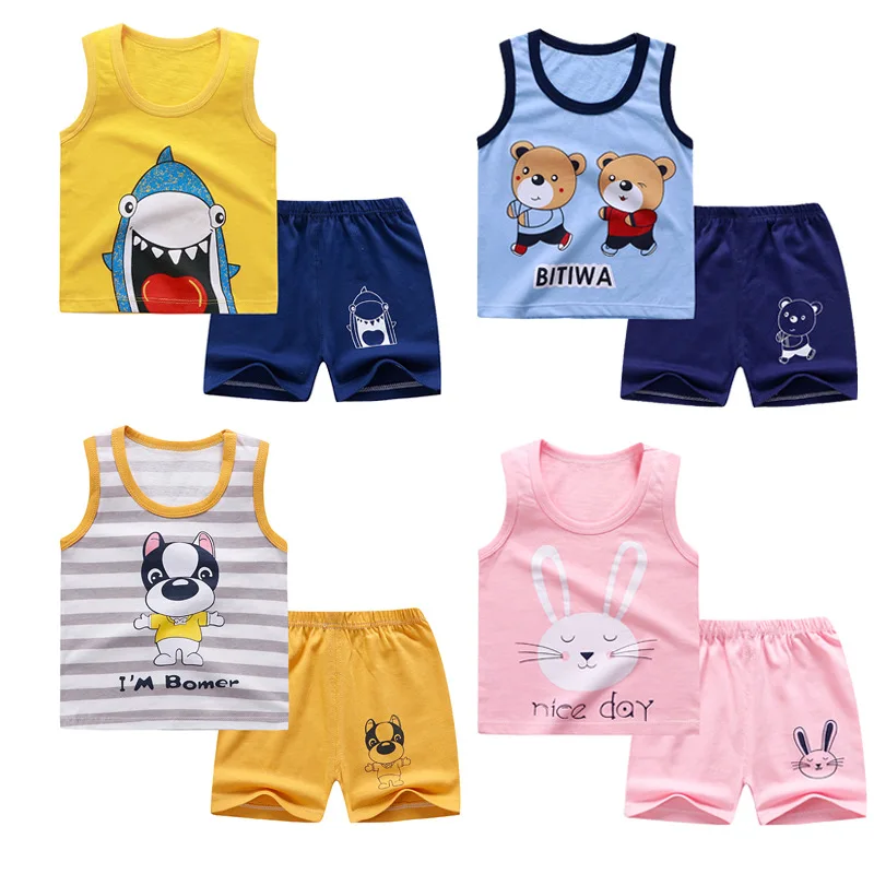 

Baby clothes sets vest pullover summer cotton new vest shorts boys and girls sleeveless sets children's clothing, Picture