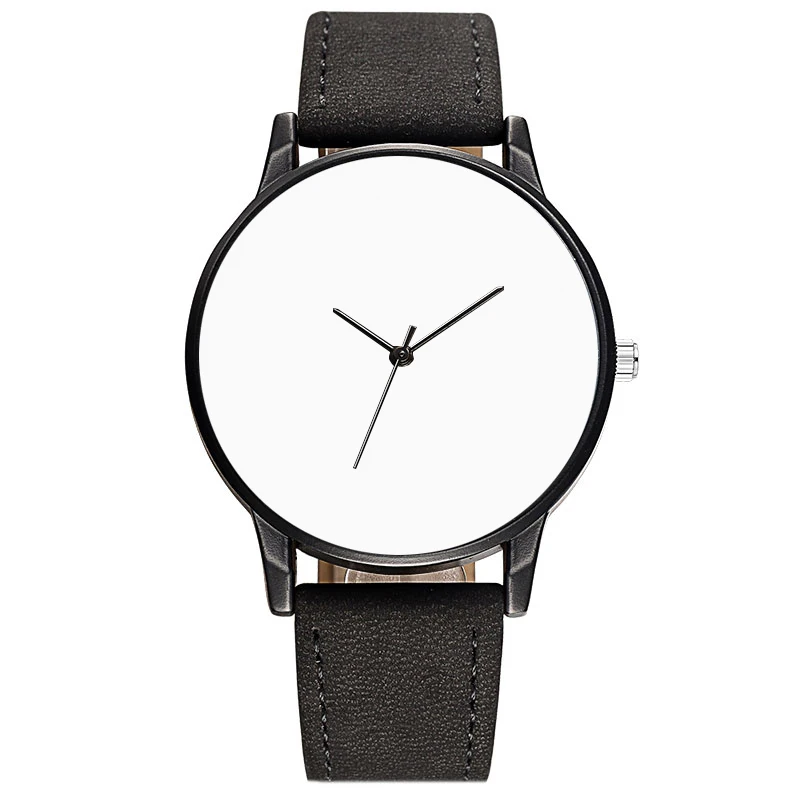 

Unprinted Blank Face Watch Cheap Black Men Leather Watch for Sublimation Own Art