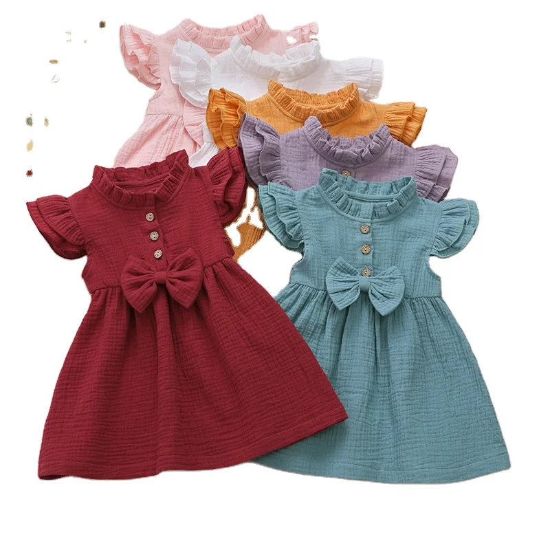 

Solid Color Baby Clothing Summer Newborn Baby Clothes With Latest Designs Baby Girl Dress, As pictures