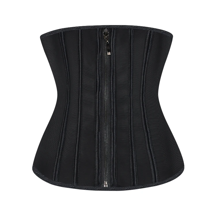 Zip 3 Hook Slimming Body Bustier Shapewear Corset Waist Cincher Latex Cincher Fajas Colombianas