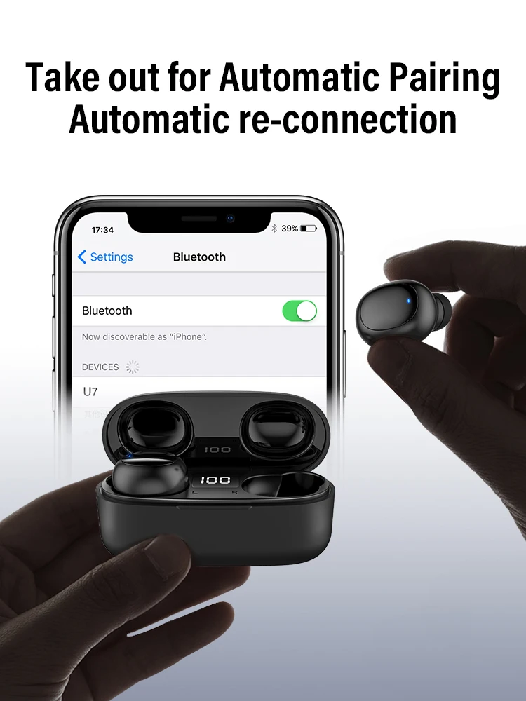 Wireless Earbuds Bluetooth 5.0 Stereo Bluetooth Headphones TWS in Ear Headset with Charging Case - ANKUX.COM