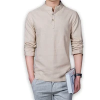 

High Quality Men's Linen Shirt Long Sleeve Casual Slim Fit Shirts