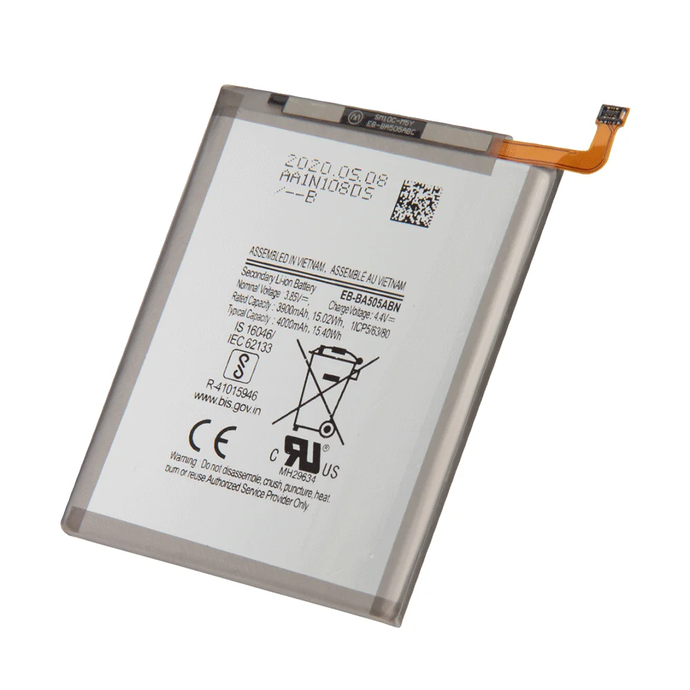 

Battery EB-BA505ABU For Samsung Galaxy A50 A505F SM-A505F A30 A30s A20 SM-A205FN, Silver and black