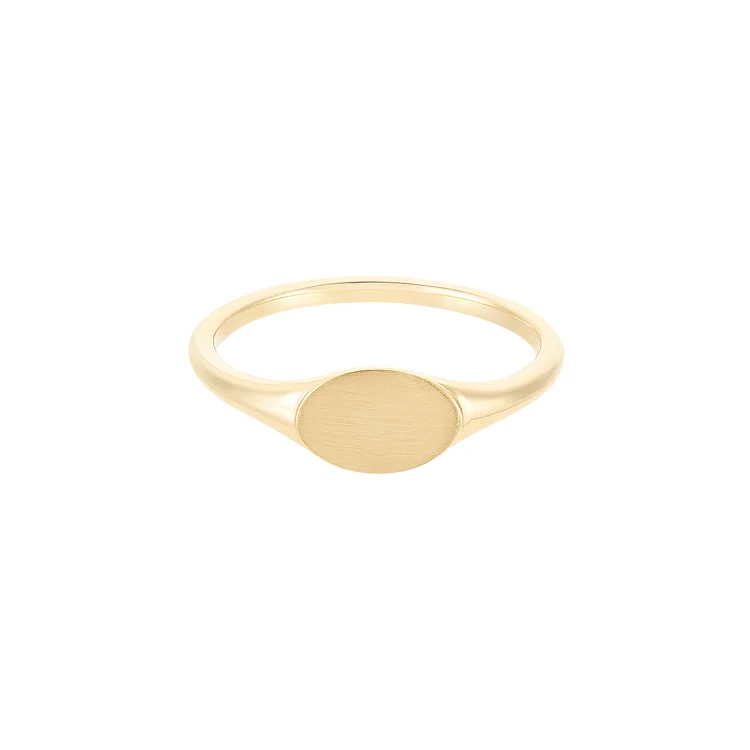 

Simple Design Stainless Steel Women Signet Ring 18k Gold Plated Oval Signet Ring Blank Signet Ring Jewelry