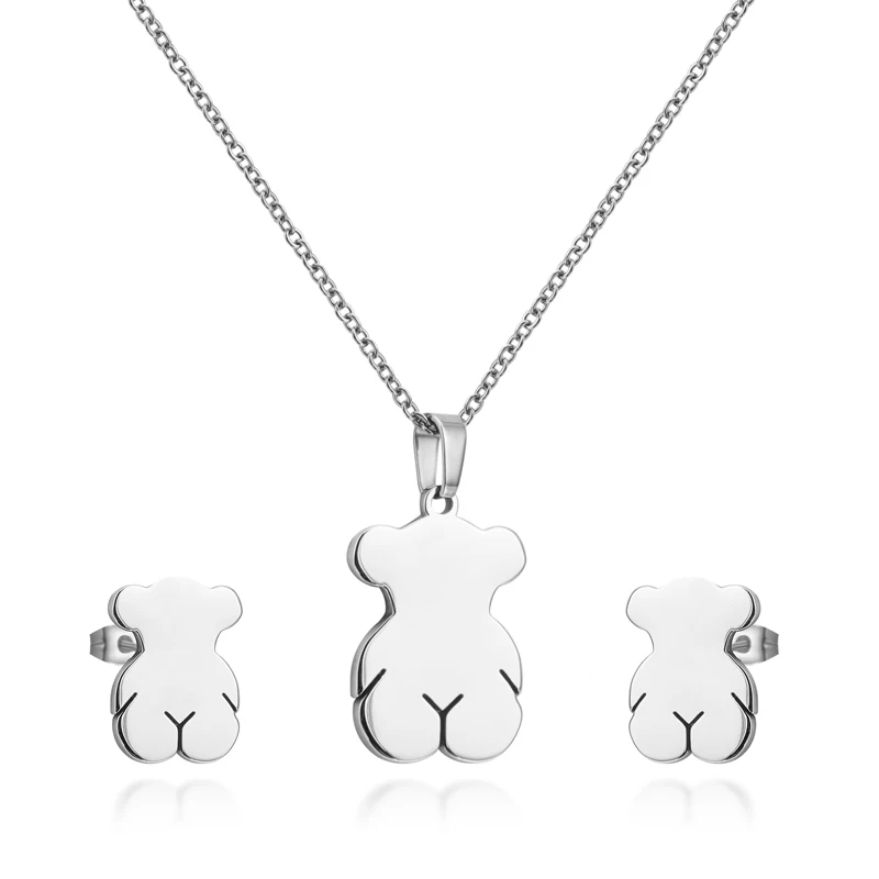 

New Arrival Aretes Sweet Dolls Bear Necklace&Earrings Set