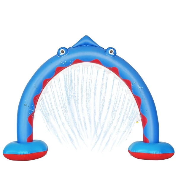 

Summer Inflatable Water Toys Outdoor Arch Sprinkler for Boys Girls Giant Shark Sprinkler for Kids, Yellow