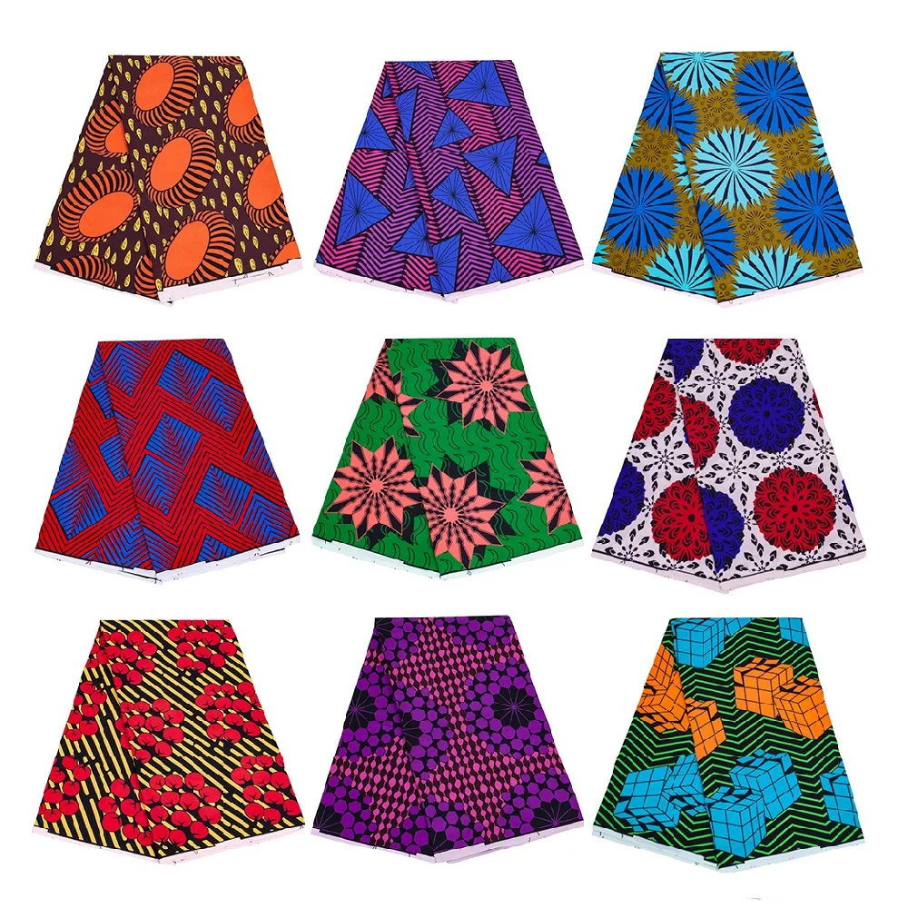 

OEM multiple pattern colors custom logo chiganvy wax fabric printing cloth 100% cotton Africa printed soft African wax fabric