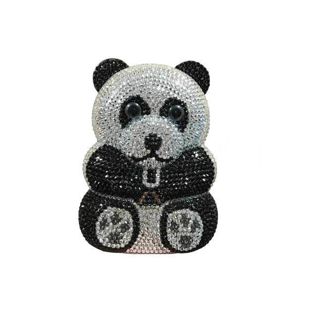 

Panda Bling Rhinestone Purse Bag Diamond Crystal Evening Clutch Handbag Wedding Party Bags for Women/, Balck