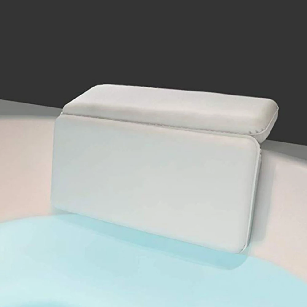 

Luxurious bath tub pillow Ergonomic Bathtub Cushion spa waterproof PV sponge foam bath tub pillow, White