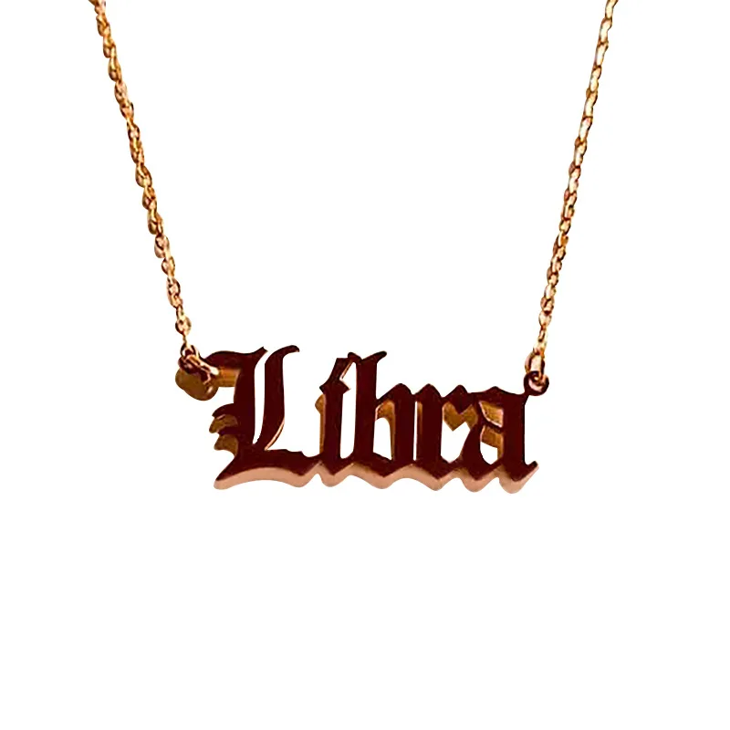 

The zodiac name custom sign necklace zodiac gold plated Stainless Steel Jewelry