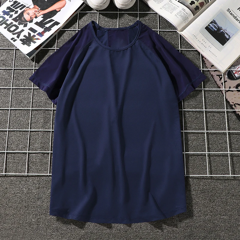 

2021 New Splicing Mesh Short Sleeve Gym Tops Breathable T Shirt For Women