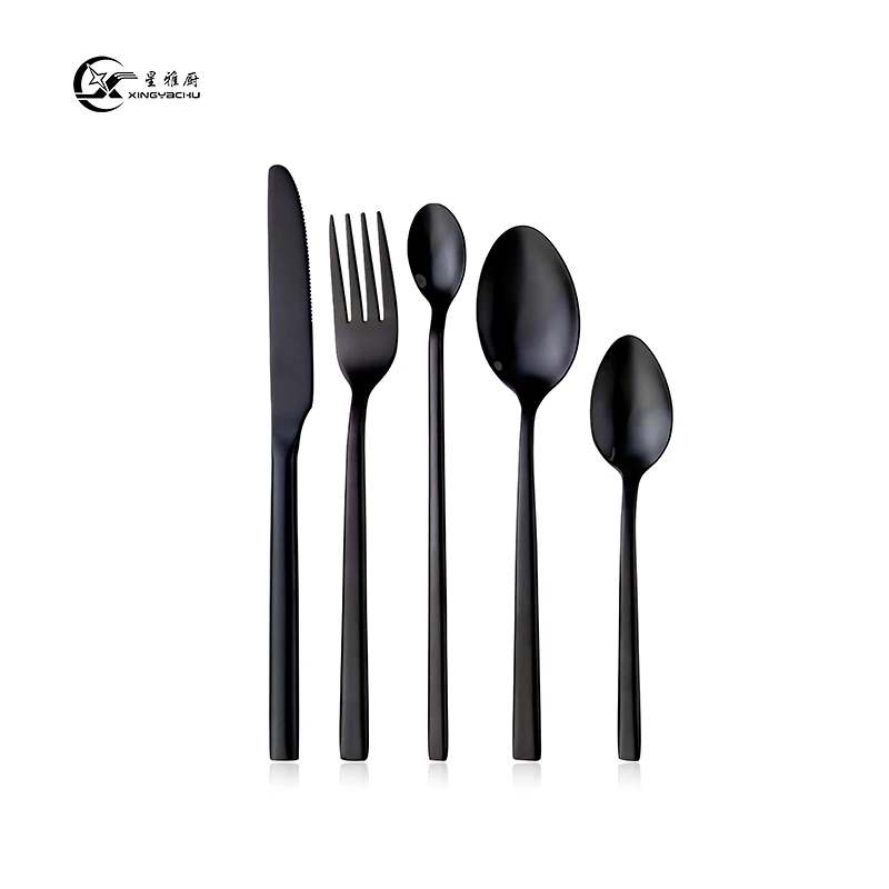 

Bulk Modern Restaurant Wedding Creative Flatware set Spoons Forks Knives Stainless Steel Black Cutlery, Black/iridescent/silver/gold/rose gold