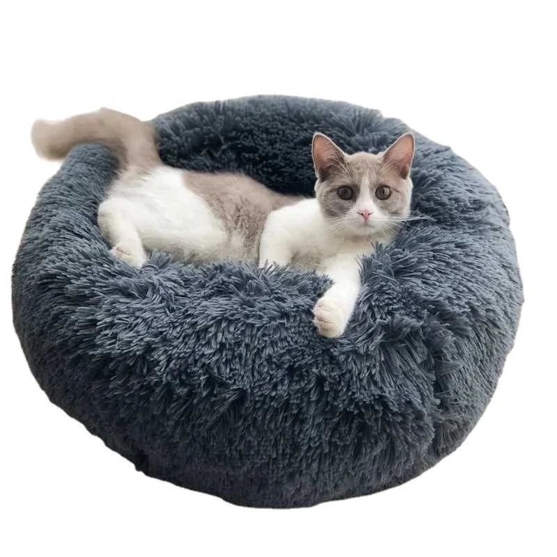 

2021 Hot Sale Round Plush Winter Warm Soft Memoriy Foam Snooze Sleeping Cat Dog nest Pet Bed House mat Wholesale, As pictures